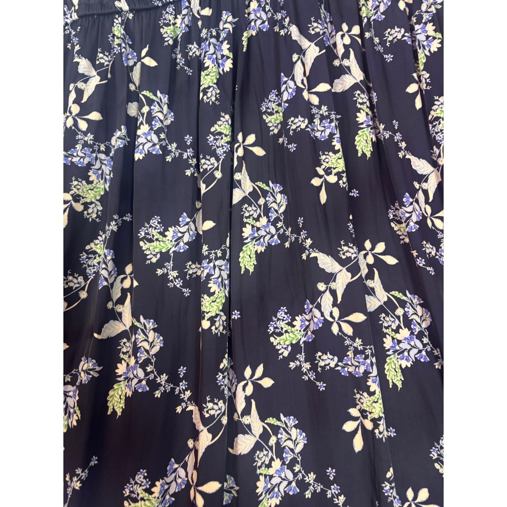 Lane Bryant Floral Midi Dress Womens 16 Navy Blue Short Sleeve Ruffle V-Neck - Picture 8 of 10